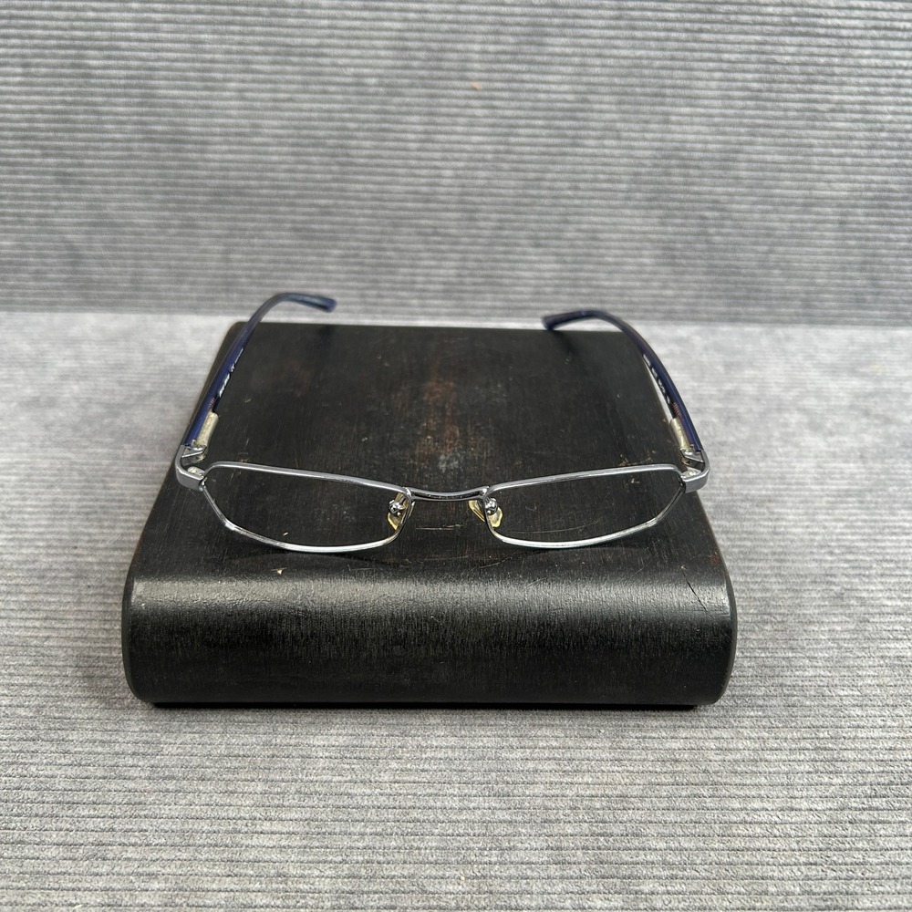 Miu Miu MU64BV Blue Gunmetal Rectangular Semi-Rimless Y2k Eyeglasses 49-17-130